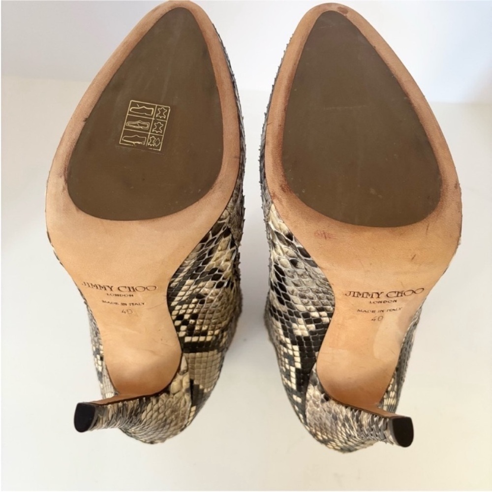 Jimmy Choo Ankle Boots Stiletto Python Snakeskin Archival Leather Black Size 40 - Picture 12 of 15